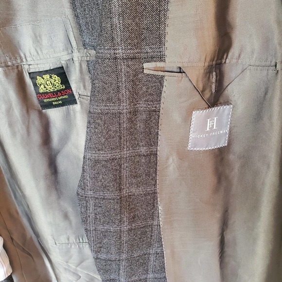 Hickey Freeman Mens Gray Custom Surgical Cuffs Plaid Wool 2 Button Blazer 51 R - Picture 6 of 9
